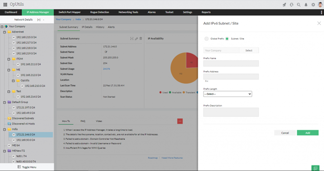 Skanowanie pomiędzy sieciami w OpUtils