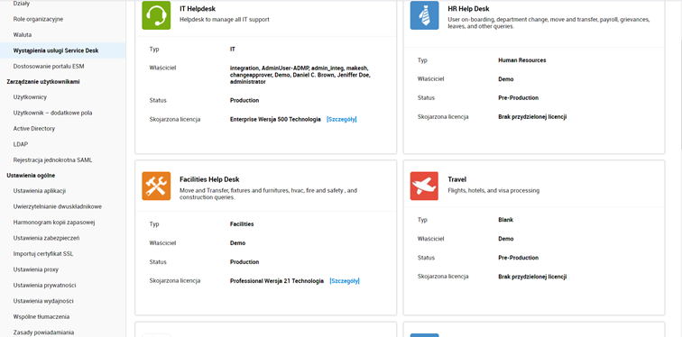 Ustawienia katalogu ESM w ServiceDesk Plus