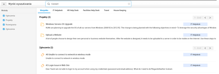 Wyszukiwanie w katalogu ESM ServiceDesk Plus