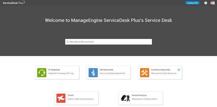 Wybór instancji w ServiceDesk Plus