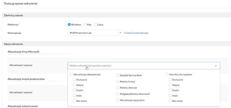 Grupy testowe do testowania poprawek